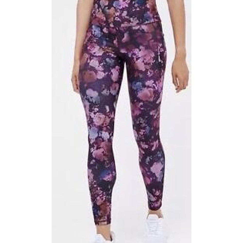 Athleta Salutation Stash Pocket II Printed Tight Floral Pink Purple XS